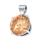 Round Simulated Cubic Zirconia Charm Pendant 925 Sterling Silver (8mm)