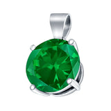 Round Simulated Cubic Zirconia Charm Pendant 925 Sterling Silver (8mm)