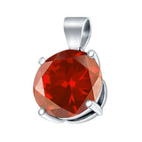 Round Simulated Cubic Zirconia Charm Pendant 925 Sterling Silver (8mm)