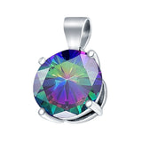 Round Simulated Cubic Zirconia Charm Pendant 925 Sterling Silver (8mm)