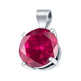 Round Simulated Cubic Zirconia Charm Pendant 925 Sterling Silver (8mm)