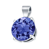 Round Simulated Cubic Zirconia Charm Pendant 925 Sterling Silver (8mm)