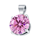 Simulated Cubic Zirconia Round Charm Pendant 925 Sterling Silver (10mm)