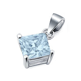 Solitaire Simulated Cubic Zirconia Pendant for Necklace 925 Sterling Silver