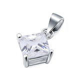 Solitaire Simulated Cubic Zirconia Pendant for Necklace 925 Sterling Silver