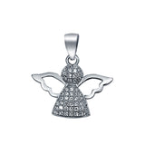 Angel Pendant Charm Simulated Cubic Zirconia 925 Sterling Silver (15mm)