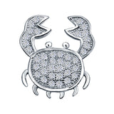 Crab Pendant Charm Simulated Cubic Zirconia 925 Sterling Silver (17mm)