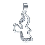 Dove Charm Pendant Simulated Cubic Zirconia 925 Sterling Silver (21mm)
