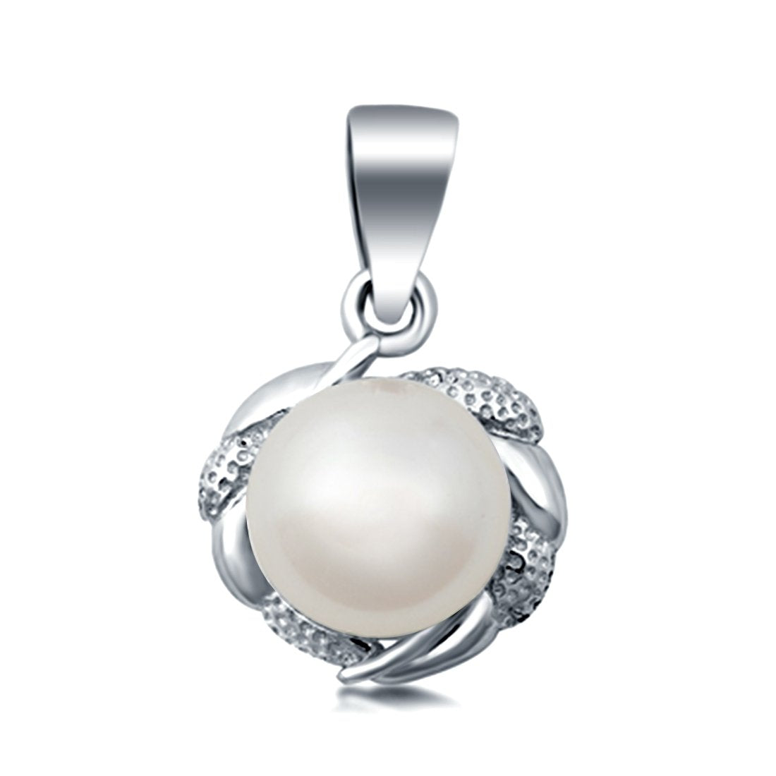 Ornate Jewels' Silver Pearl Necklace