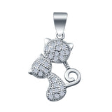 Cat Charm Pendant Simulated Cubic Zirconia 925 Sterling Silver (13mm)
