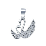 Swans Charm Pendant Simulated Cubic Zirconia 925 Sterling Silver