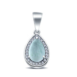 Pear Lab Created Opal Simulated Cubic Zirconia 925 Sterling Silver Charm Pendant