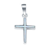 Lab Created Opal Simple Cross 925 Sterling Silver Charm Pendant