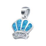 Crown Charm Pendant Lab Created Opal & Simulated Cubic Zirconia 925 Sterling Silver