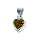 Solitaire Heart Pendant Charm Created Opal 925 Sterling Silver