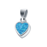 Solitaire Heart Pendant Charm Created Opal 925 Sterling Silver