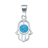 Hand of God Charm Pendant Lab Created Opal 925 Sterling Silver