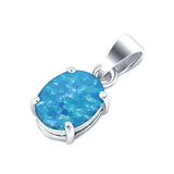 Oval Lab Created Opal Pendant Charm 925 Sterling Silver