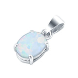 Oval Lab Created Opal Pendant Charm 925 Sterling Silver