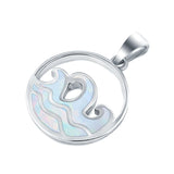 Wave Pendant Trendy Ocean Wave 925 Sterling Silver Created Opal
