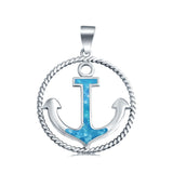 Anchor Braided Cable Design Round Pendant Charm 925 Sterling Silver