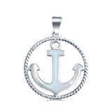 Anchor Braided Cable Design Round Pendant Charm 925 Sterling Silver