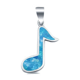 Music Note Charm Pendant Lab Created Opal 925 Sterling Silver