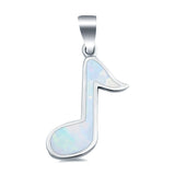 Music Note Charm Pendant Lab Created Opal 925 Sterling Silver
