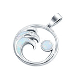 Wave Charm Pendant Lab Created Opal Solid 925 Sterling Silver