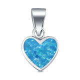 Heart Lab Created Opal Charm Pendant 925 Sterling Silver