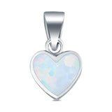 Heart Lab Created Opal Charm Pendant 925 Sterling Silver