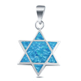 Jewish Star Pendant Lab Created Opal Solid 925 Sterling Silver