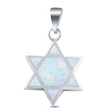 Jewish Star Pendant Lab Created Opal Solid 925 Sterling Silver
