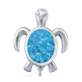 Turtle Pendant Charm Lab Created Opal Solid 925 Sterling Silver