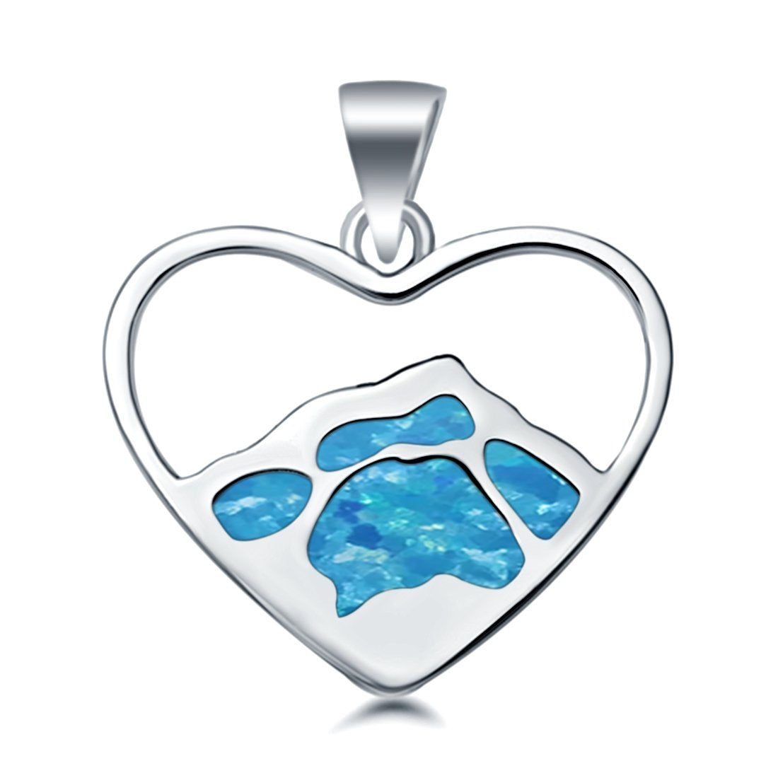 Mountain Heart Lab Created Opal Charm Pendant 925 Sterling Silver