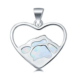 Mountain Heart Lab Created Opal Charm Pendant 925 Sterling Silver