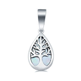 Tree of Life Pendat Charm Teardrop Solid 925 Sterling Silver