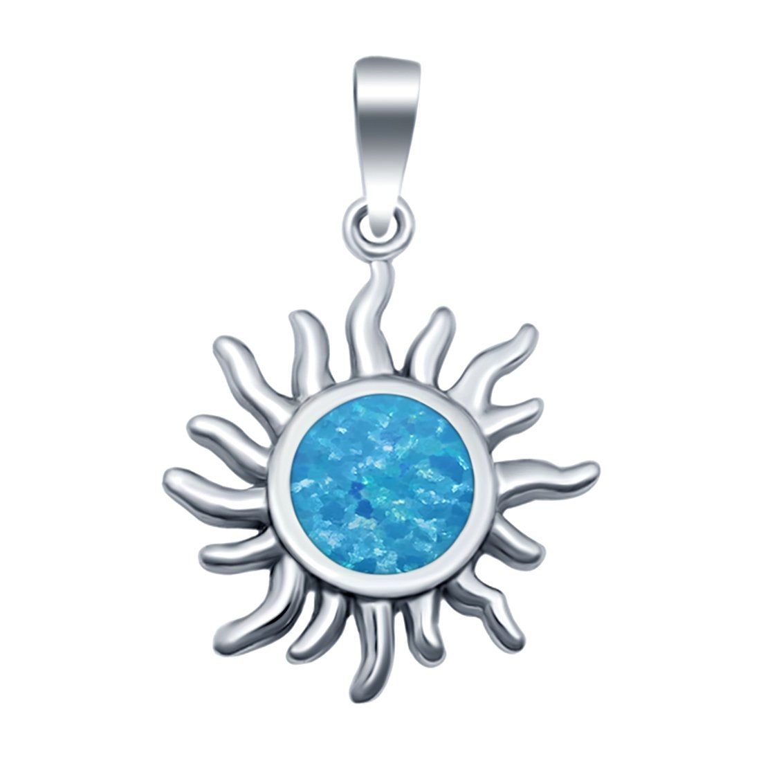 Sun Charm Pendant Lab Created Opal 925 Sterling Silver