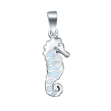 Seahorse Charm Pendant Lab Created Opal 925 Sterling Silver