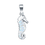 Seahorse Charm Pendant Lab Created Opal 925 Sterling Silver