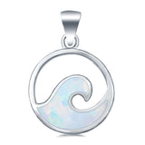 Wave Shape Lab Created Opal 925 Sterling Silver Charm Pendant