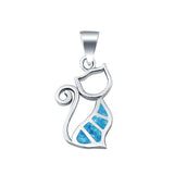 Silver Cat Lab Created Opal Charm Pendant 925 Sterling Silver Original Design