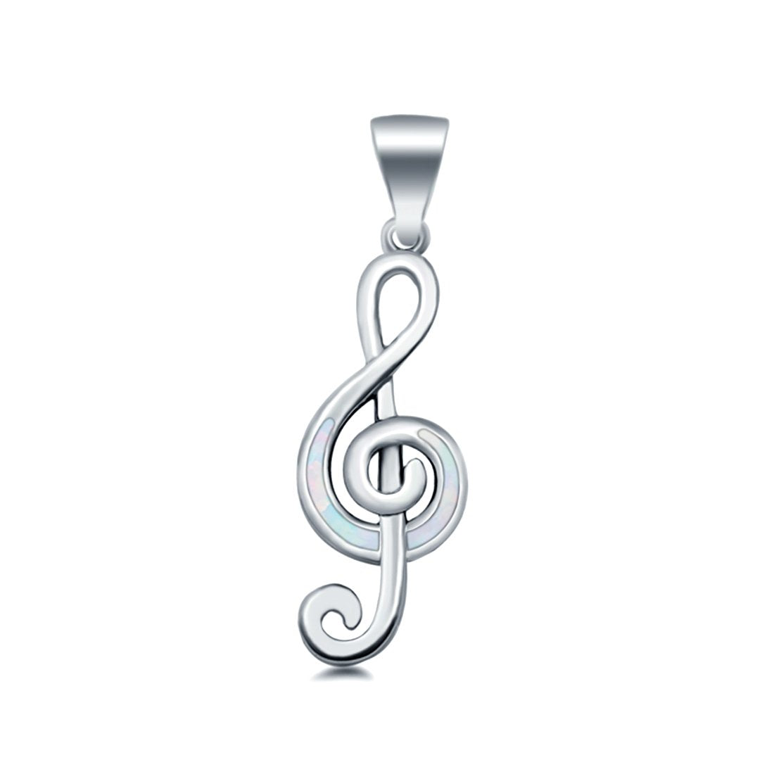 Musical Note Pendant Charm Lab Created Opal Solid 925 Sterling Silver