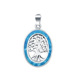 Oval Charm Pendant Tree Roots Lab Created Opal 925 Sterling Silver