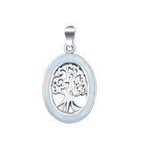 Oval Charm Pendant Tree Roots Lab Created Opal 925 Sterling Silver