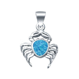 Beautiful Lab Created Opal Crab Charm Pendant 925 Sterling Silver