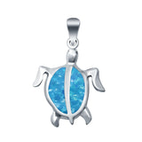 Sea Turtle Charm Pendant Lab Created Opal 925 Sterling Silver