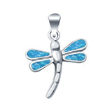 Pretty Insect Dragonfly Charm Pendant Lab Created Opal 925 Sterling Silver