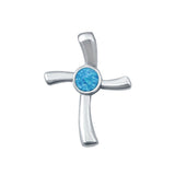 Cross Charm Pendant Lab Created Opal 925 Sterling Silver
