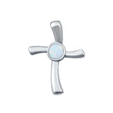 Cross Charm Pendant Lab Created Opal 925 Sterling Silver